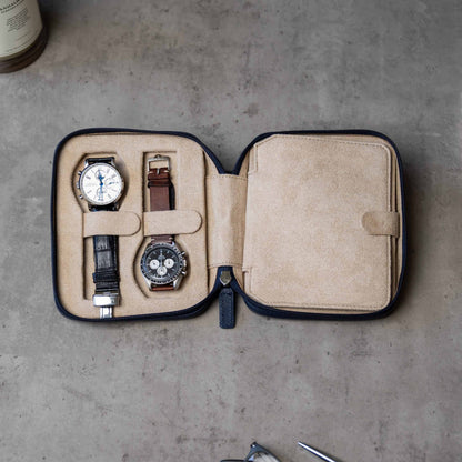 Watch Case For 4 Watches - Navy Blue