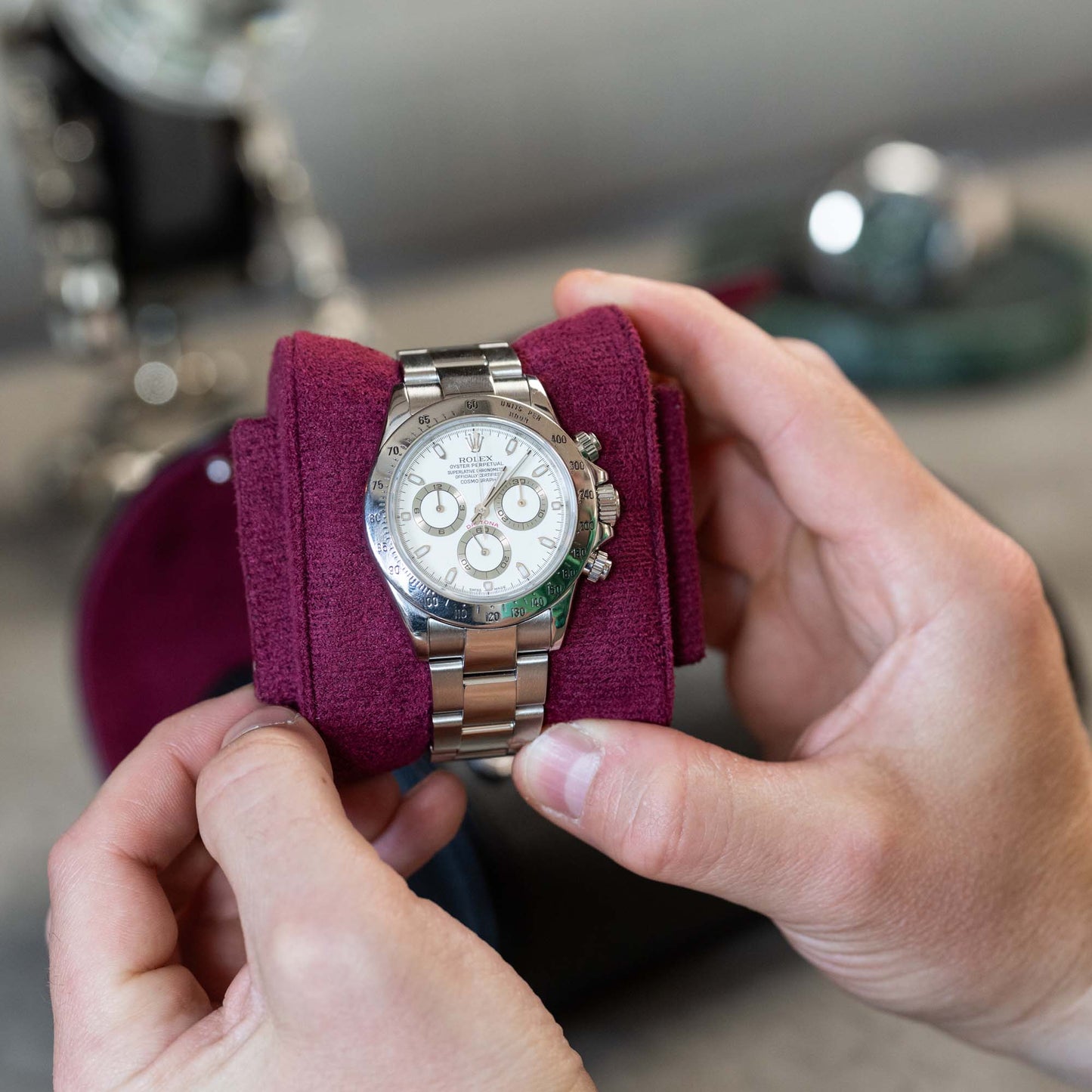 Two Slot Watch Roll - Black Cherry