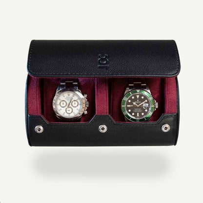 Two Slot Watch Roll - Black Cherry